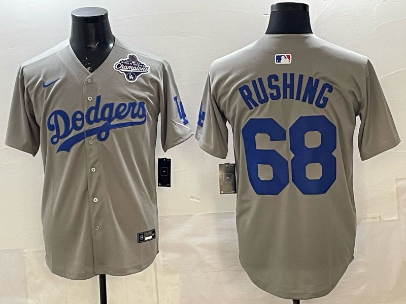 Men Los Angeles Dodgers #68 Rushing Grey Game 2026 Nike MLB Jersey 007->los angeles dodgers->MLB Jersey